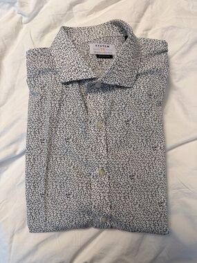 Men’s White and black Micro Print Shirt